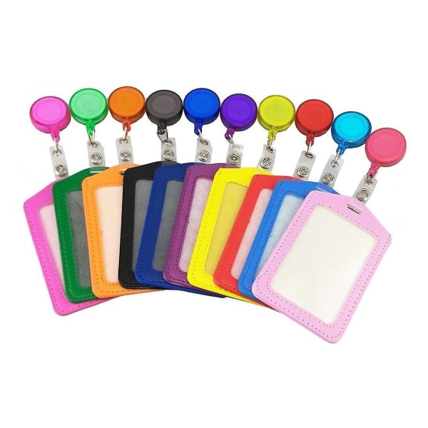 Leather Id Holder With Retractable Roller Color Random (10pcs)