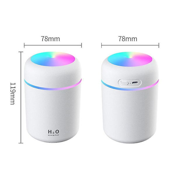 Bærbar Luftfukter 300ml Mini Luftrenser USB Ultralyd Dazzle Kopp Aroma Diffuser Gray