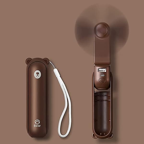 3 In 1portable Usb Rechargeable Handheld Mini Fan Brown