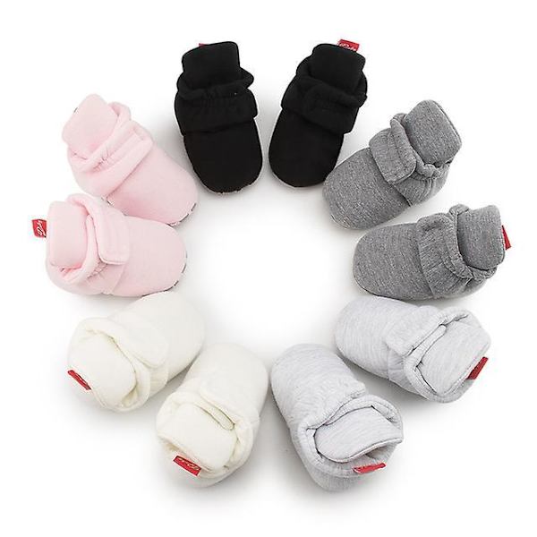 Baby Unisex Baby Sutsko, Økologisk Bomuld Justerbare Spædbarnssko Black 12cm
