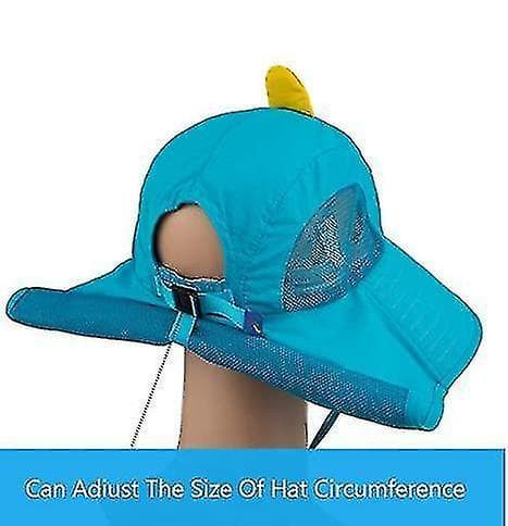 Solhatt for barn med bred brem og justerbar stropp lake blue