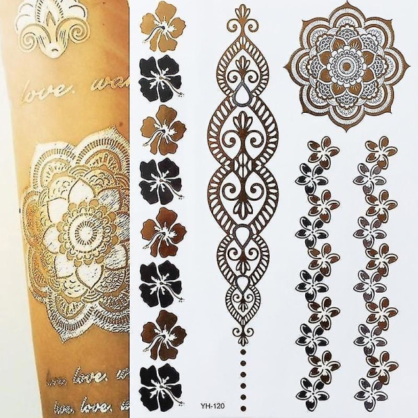 Flash Metallic Waterproof Tattoo Gold ,silver - Women Fashion Design Temporary YH021