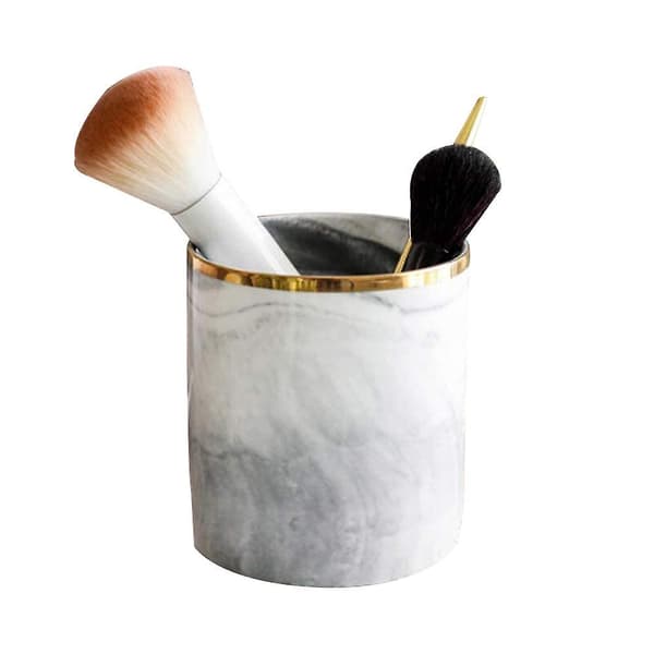 Pen Holder For Desk,makeup Brush Holder,desk Marble Pattern Pencil Cup Grey