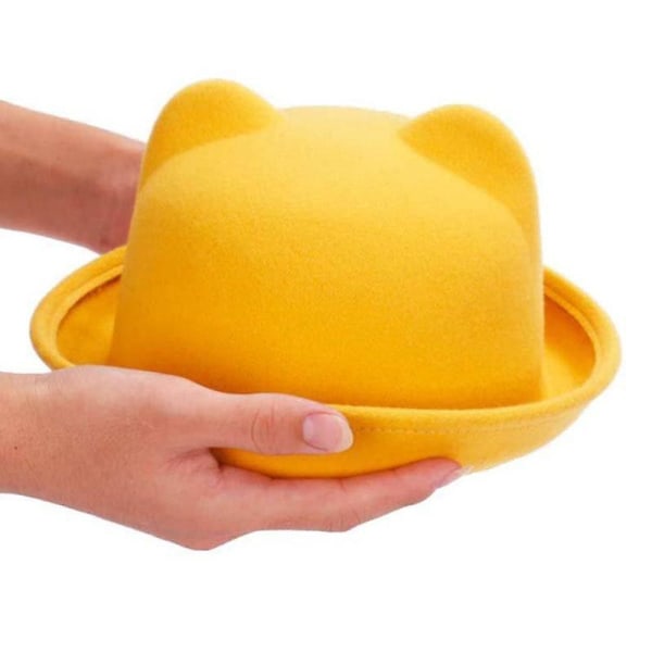 Parent-child Bowler Wool, Fedora Hats Dome yellow 57cm