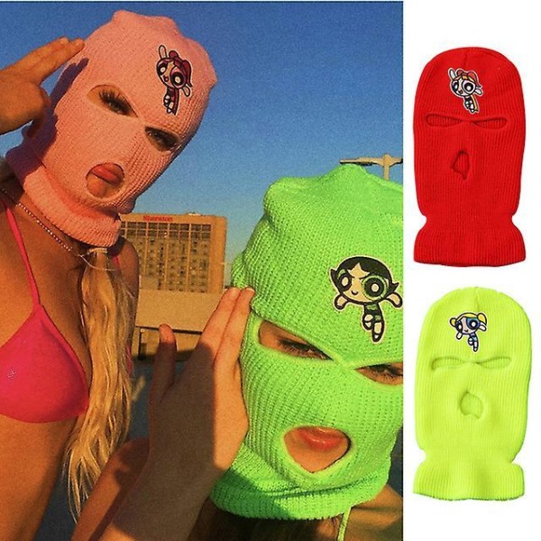 Neon Maske Vinterdækning 10 Farver Halloween Hue Til Fest Motorcykel Cykel Ski Beige-B