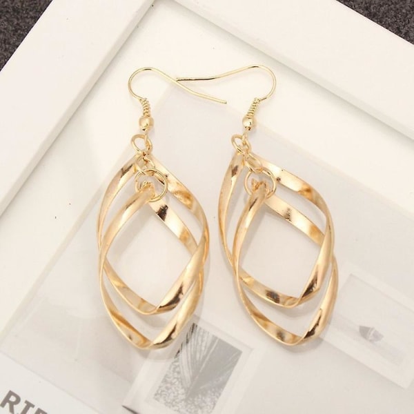 Best-selling New Twisted Diamond Multi-layer Earrings Double-ring Lady Classic Fashion Super Shiny Alloy Earrings Gold