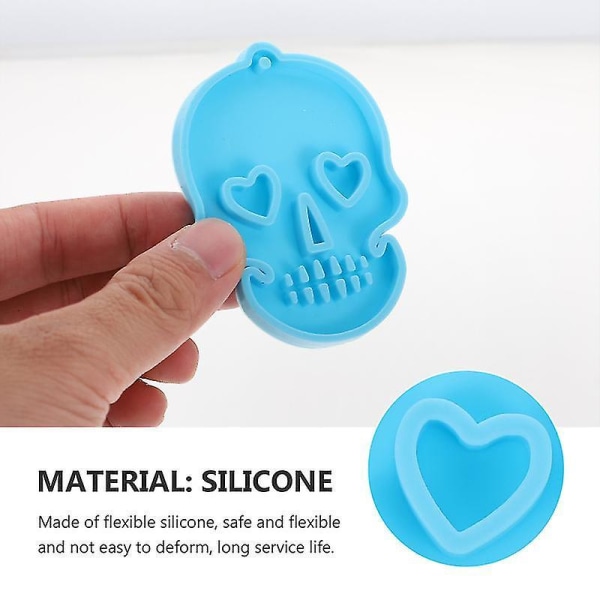 5pcs Skull Design Key Chain Molds Diy Silicone Key Hanging Pendent Molds