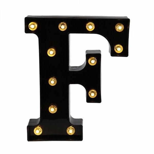 LED Bokstavlamper Ny Design Lysende Svarte Bokstaver For Arrangementer Bryllupsfest Bursdag Hjemmebar DIY Dekor B091-361 F