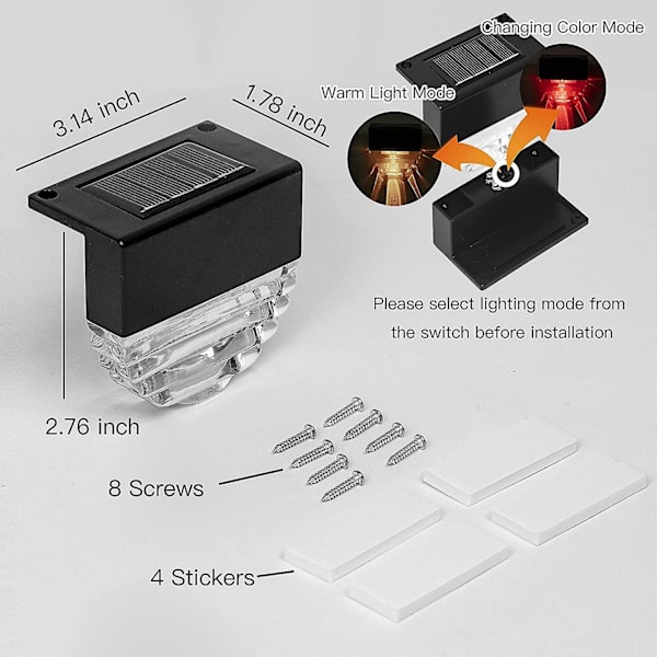 Solar Deck Lights, Solar Step Lights Outdoor Waterproof Led Solar Fence Lights For Patio, Stairs,yard, Garden Pathway, Step And Fences, 10 Lumens, War