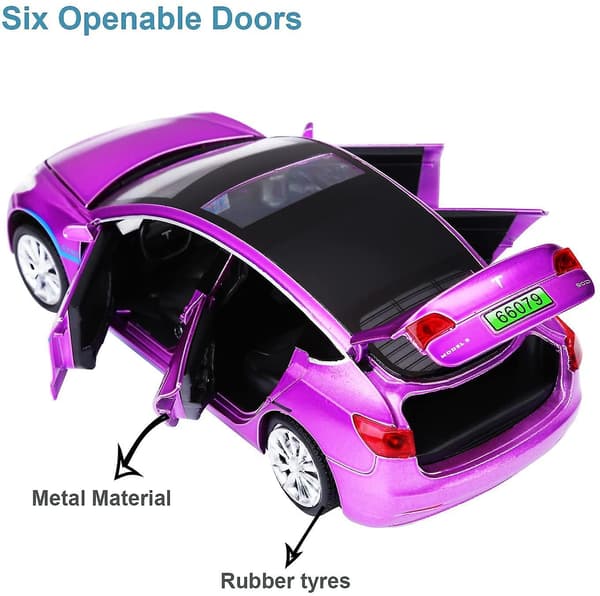 Model 3 Støpt Metall Bil Leke For Barn Purple