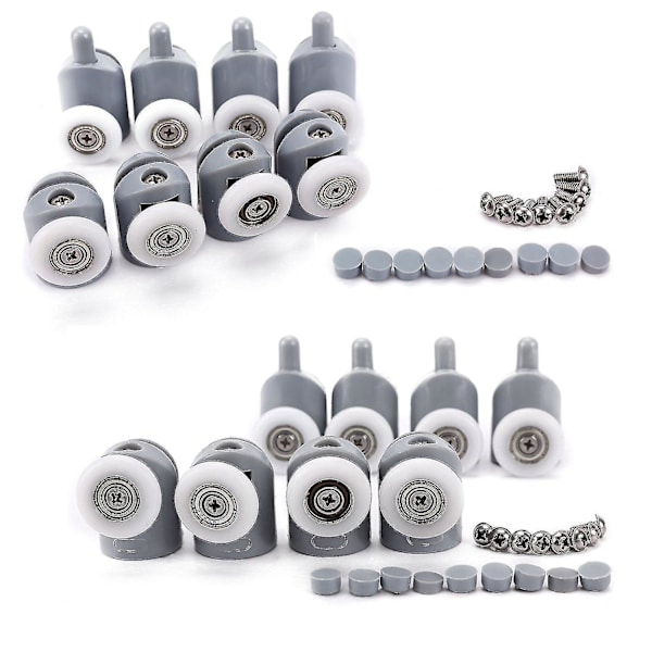 Sjq 8x Rulle Dobbelt Rulle Roulette Hjul Brusekabinedør Badeværelse - Rullediameter 23mm