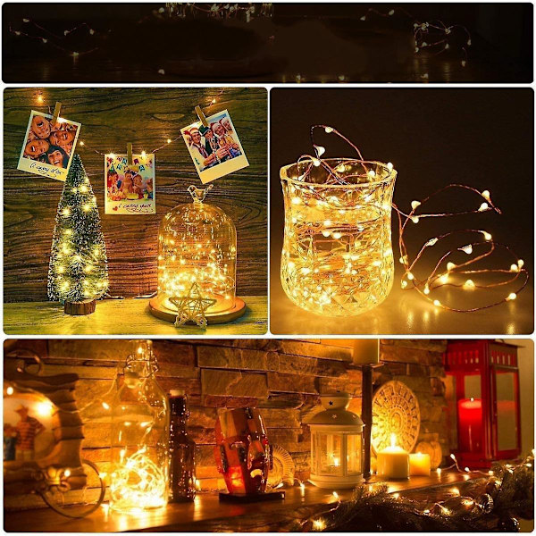 Led String Lights Battery Powered,[2 Pack] 100 Leds 33ft Waterproof 8 Modes With Remote Control Christmas Decoration Lights (warm White-10m) A927