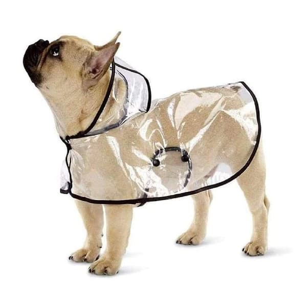 Regnfrakk til hund med hette Poncho Transparent regnfrakk for små hunder BLACK M