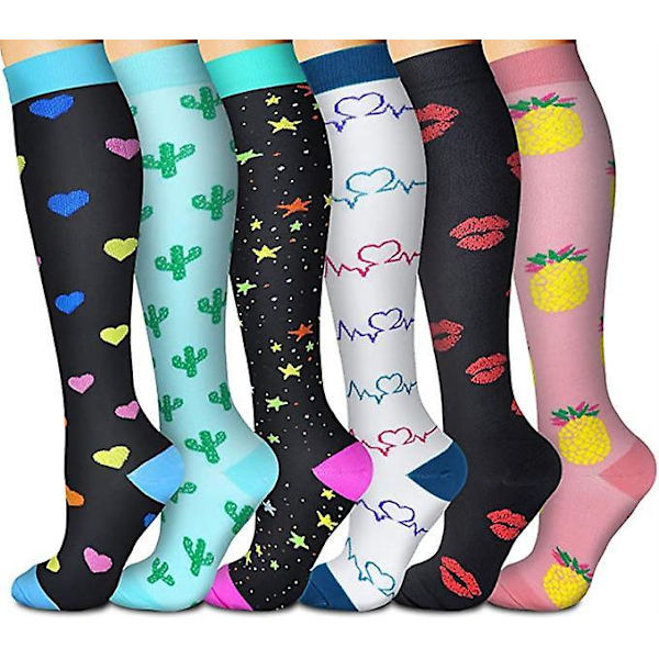 Compression Socks For Women & Men Circulation 6 Pairs For Athletic Running Cycling set2 S M