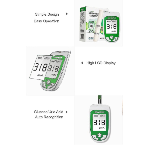 3-in-1 Monitoiminen Verensokerimittari Kotikäyttöön Blood Glucose Meter