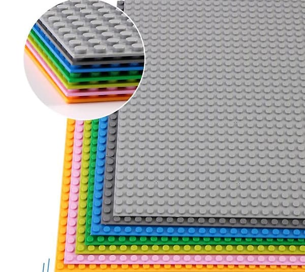 Byggeplater 2-pakning Klassisk Baseplate Bricks Sett Byggeleker Light Gray