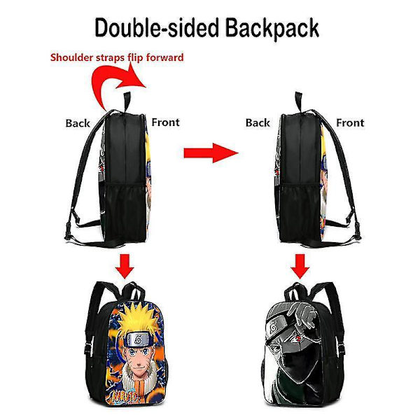 Naruto Kaksipuolinen Koulureppu Musta E