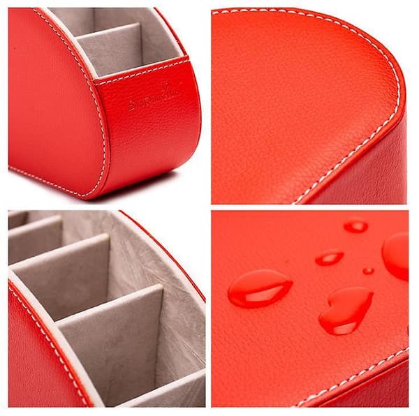 Fjernbetjeningsholder Organizer Box Læder Multifunktionel Kontororganisation Red