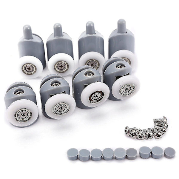 Sjq 8x Rulle Dobbelt Rulle Roulette Hjul Brusekabinedør Badeværelse - Rullediameter 23mm