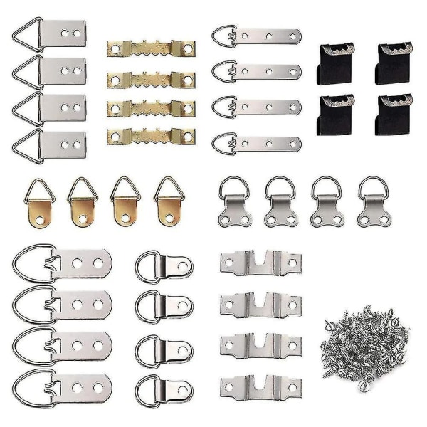 Picture Frame Hanging Hooks, 96pcs Photo Frame Hook Wall Bracket Hangers, Storage Box Included