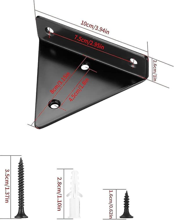 4 Pieces Floating Shelf Brackets, Invisible Triangle Wall Shelf Brackets, Metal Wall Shelf Bracket For Shelf