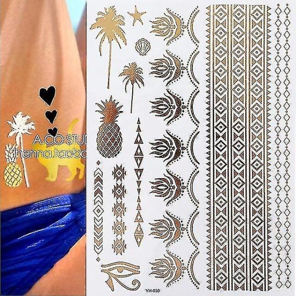 Flash Metallic Waterproof Tattoo Gold ,silver - Women Fashion Design Temporary