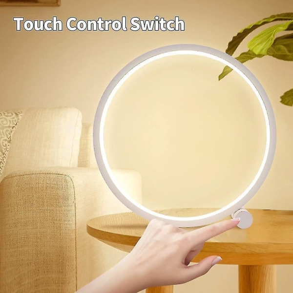 Led Bedside Lamp Dimmable Touch Table Lamp,3 Colors 10 Brightness Modern Circular Design, Metal Mate