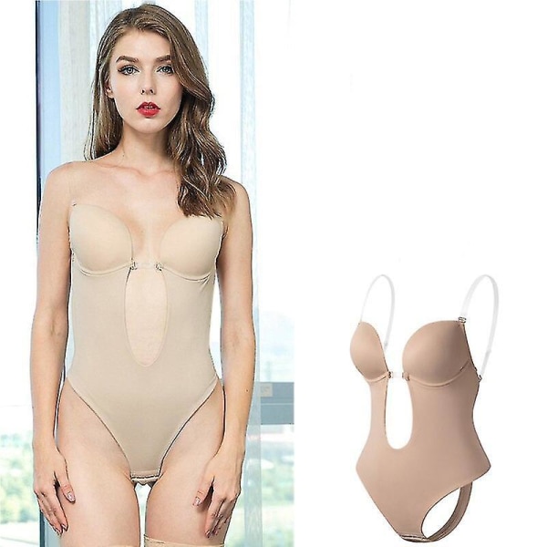 Muotoileva alusasu naisille, syvä V-aukko, olkaimeton, selästä avoin body, U-mallinen, saumaton stringi S-3xl S(32)