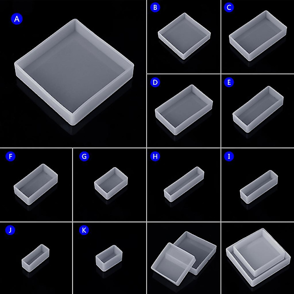 Silikoneform DIY Firkant Rektangel Epoxy Resin Spejl Håndværk Smykker Dekoration A