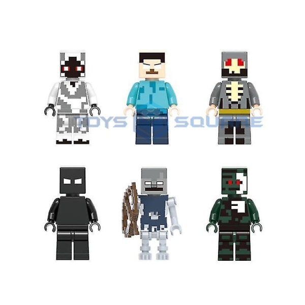 Herobrine Ghast Wither Steve Med Mine Verden Actionfigurer Model Byggeklodser Sæt Gaver Legetøj Til Børn E set