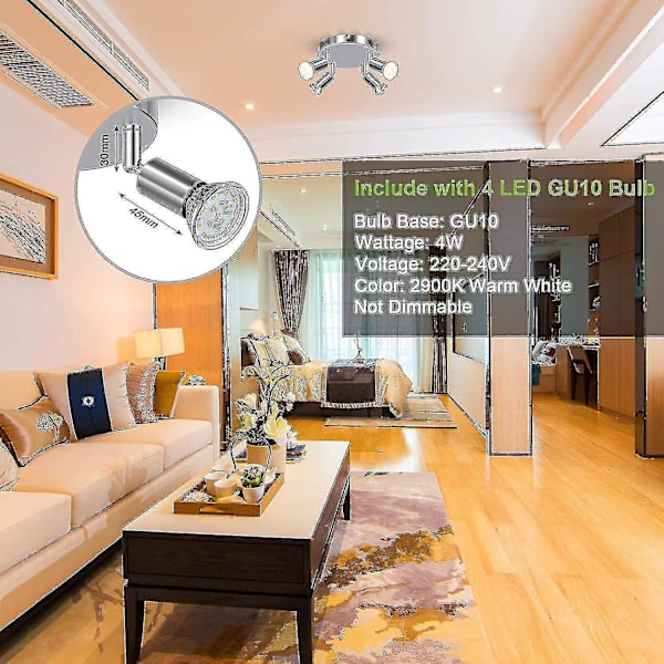 Lamps LED Ceiling Light 4 Way Rotatable Round Plate Spotlight Adjustable Spot Light Kitchen