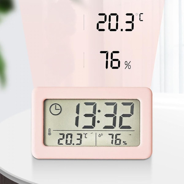 3.8-inch Simple Clock, Light And Thin Electronic Clock With Temperature And Humidity, Colorful Nordic Style Clock, Convenient Clock (pink)