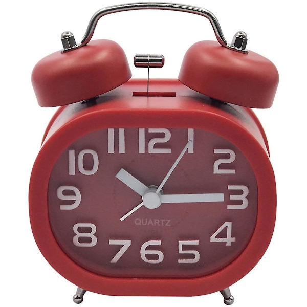 Retro Silent Quartz Alarm Clock, Morning Alarm Clock Analogue Travel Bedside Clock Metal
