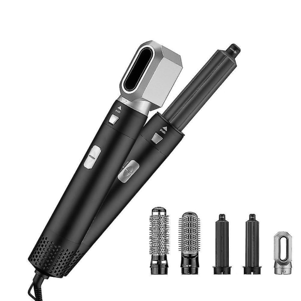 Electric Hair Styler Hair Dryers 5 In 1 Hair Curler Automatic Hair Straighteners Blow Dryer Brush Black