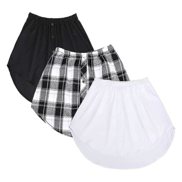 Solid skjorteforlengere justerbare lagdelte falske topper nedre kant med elastisk midje A 3XL
