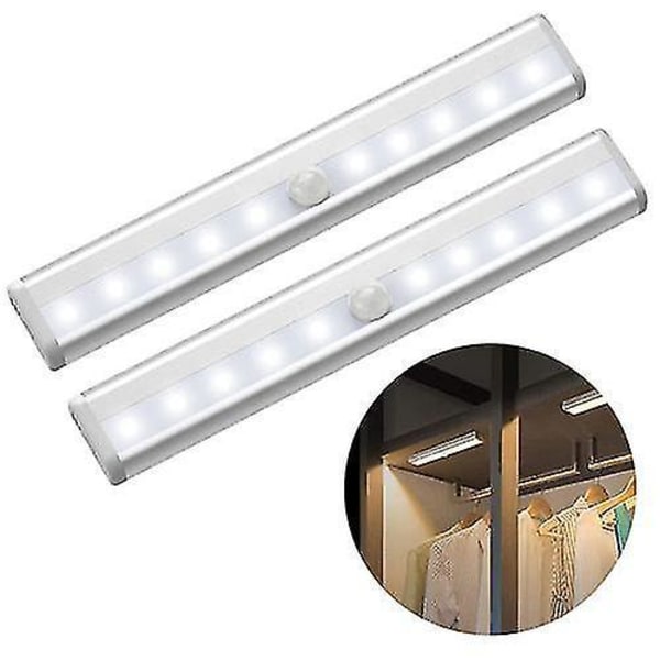 Led Closet Light 6/10/20 Led Pir Motion Sensor Night Light Dimmable Under Cabinet For Cupboard Wardrobe Stairs Kitchen 20 Lights