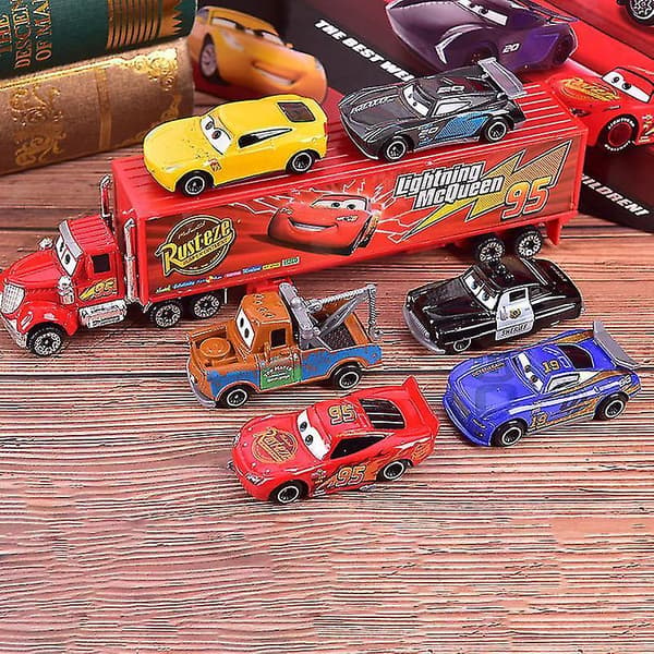 7 stk. Lynet McQueen Jackson Storm Mack Onkel Lastbil Støbt Metal Bilmodel