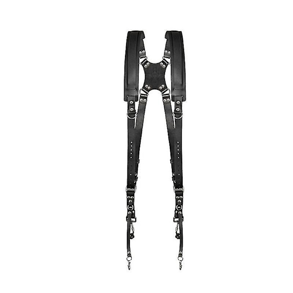 Camera Strap Accessories For Two-cameras  Dual Shoulder Leather BLACK