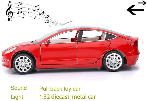 Model 3 painevalettu metalliauto lelu lapsille Red