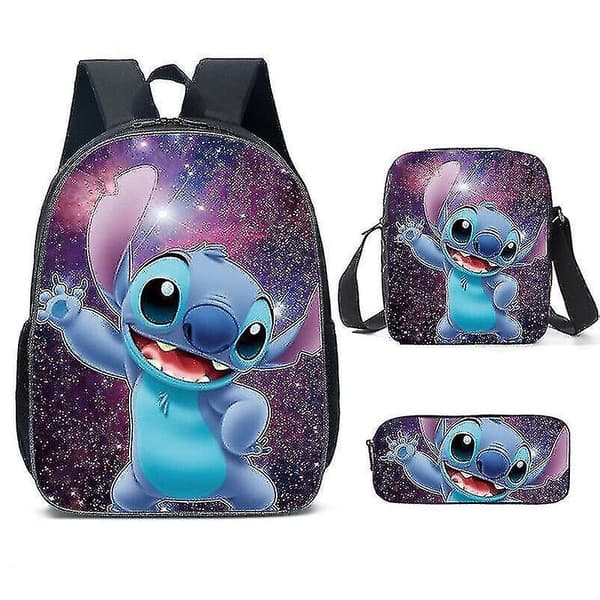 Lilo & Stitch Stitch Rygsæk Skoletaske Tre-delt Sæt A