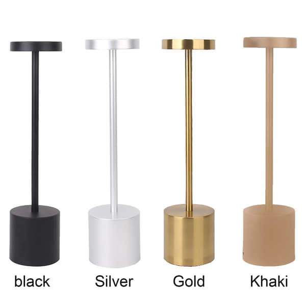 3-levels Brightness Led Table Lamp Touch Dimmable Usb Rechargeable Bar Night Light Cordless Modern Silver