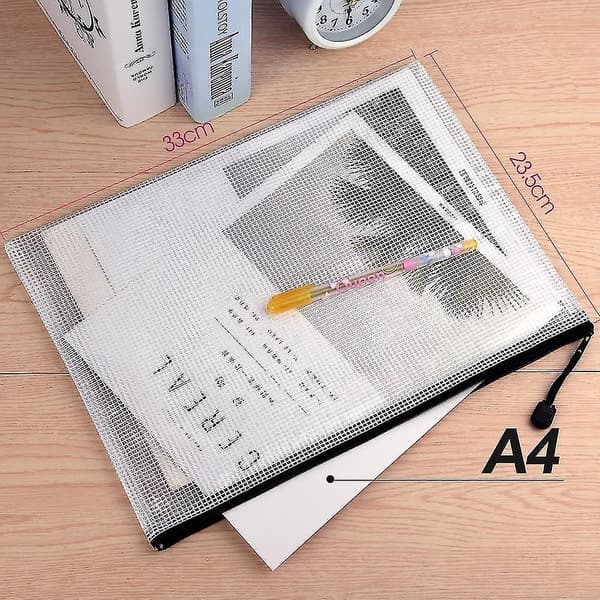 10 Pcs A4 Document Bag Waterproof Mesh Zipper Bags Zippered File Bags