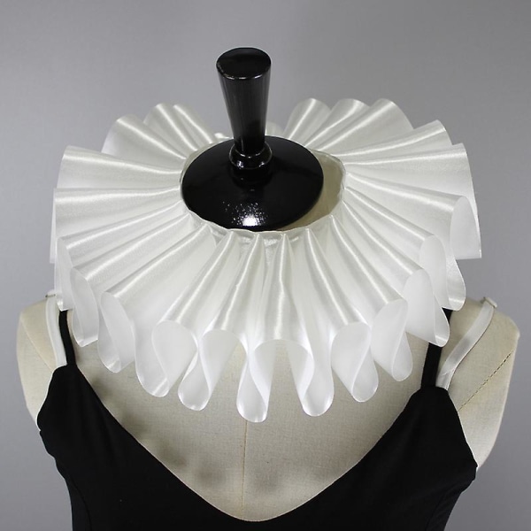 Renaissance Elizabethan Ruffled Collar Neck Ruffle Women Victorian Costume Halloween Cosplay White