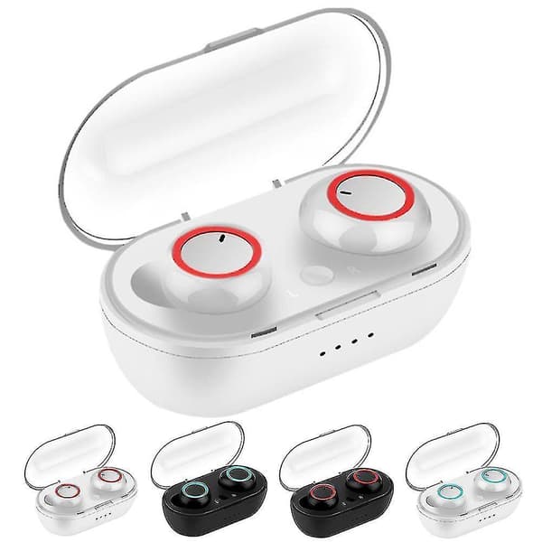 Trådløse Bluetooth-kompatible 5.0 Touch Control Øretelefoner med Mikrofon og Opladningsboks Black Red