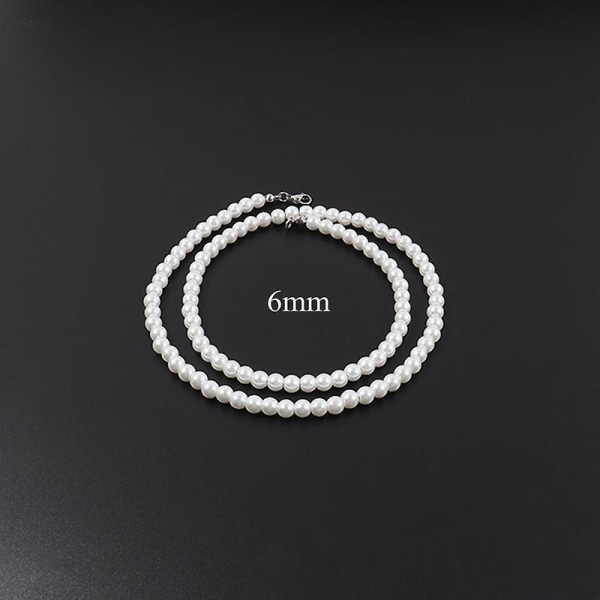 2022 New Fashion Imitation Pearl Men Necklace Simple Classic Width 6/8 60cm 6mm