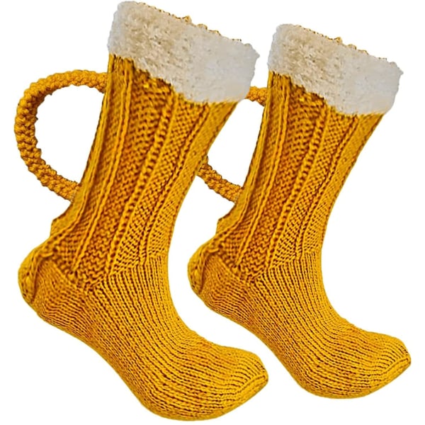 Kartokner 2PCS Knit Beer Socks for Women, Novelty Floor Socks, Winter Warm