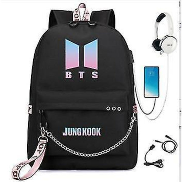 Bts Ryggsekk USB Lading Skolesekk Color 2