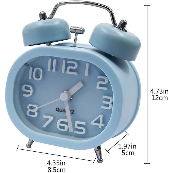 Retro Silent Quartz Alarm Clock, Morning Alarm Clock Analogue Travel Bedside Clock Metal
