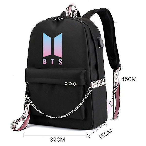 Backpacks Bts Backpack Cute Usb Charging School Bag Color-1