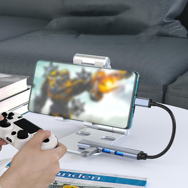 Dockingstation 4 Porte Høj Hastighed Bærbar Usb 2.0/3.0 5gbps Usb Hub Splitter Expander Til Computer Grey USB